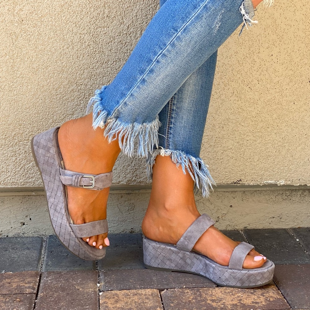 KLIK Genuine Leather Woven Flat Platform Wedge - Picture 6 of 11